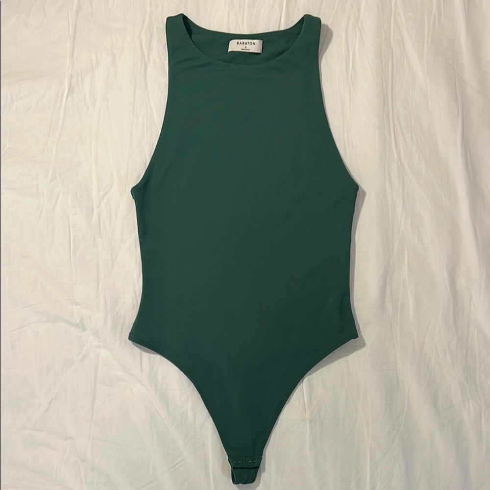 Babaton Contour 90s High Neck Bodysuit Green